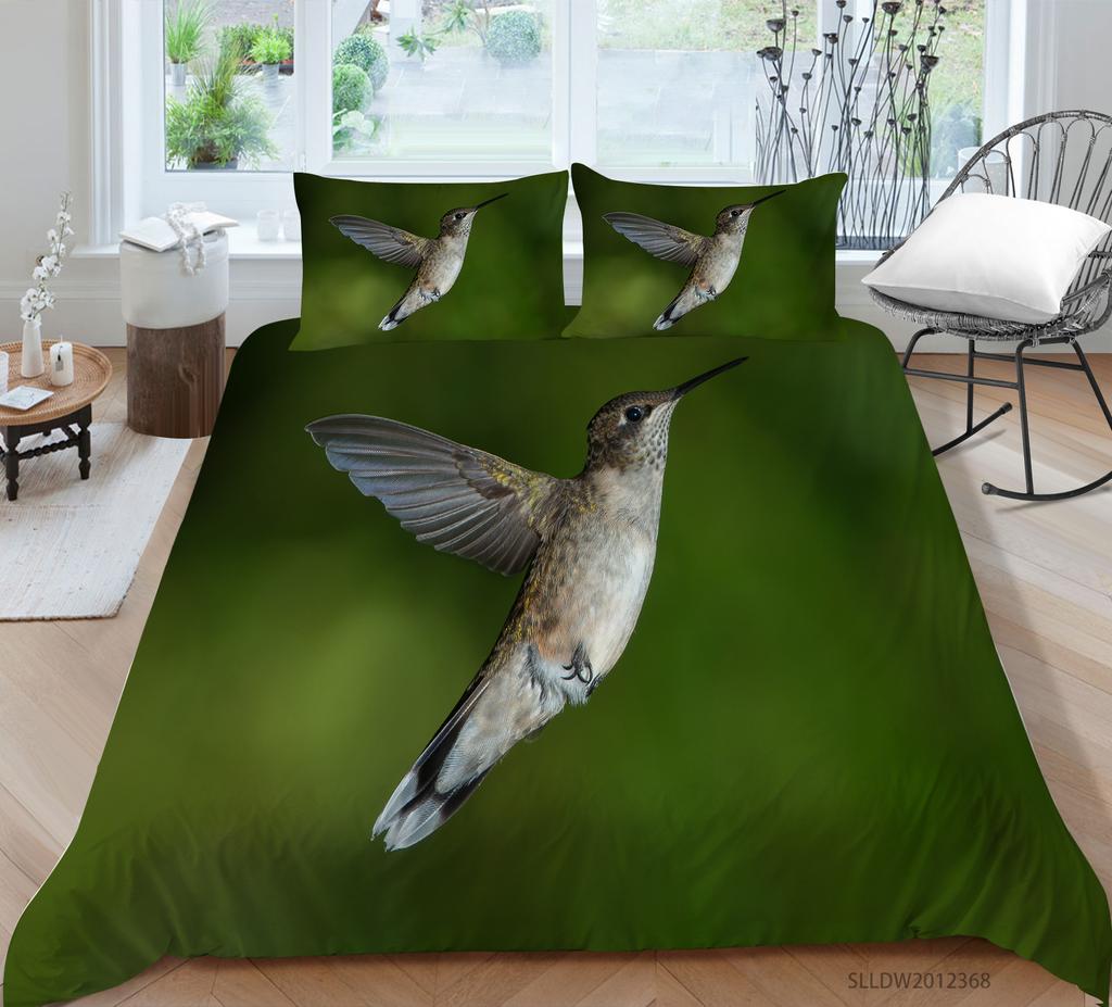 3D Printing Household Bedding Set Bird Theme Bedding Set Queen King Full-size Double Bed Quilt Cover and Pillowcase Soft Microfiber