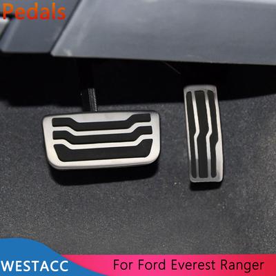 Edelstahl Auto Pedale Gas Bremse Ruhepedal Abdeckung für Ford Everest Ranger 2016 - AT MT Teile