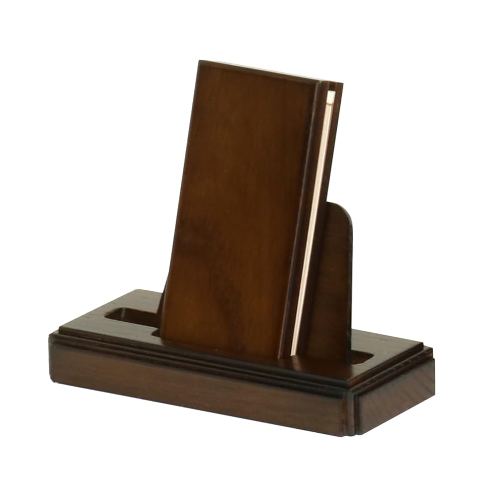 

Modern Oak Wood Memorial Book and Memorial Book Stand Set, Stylish, Made in Japan, 3.0 inches, Dark