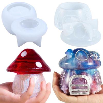 DIY Pilzglas-Formen-Sets für Harzguss, dreidimensionale Dekoration für den Haushalt, Pilz-Aufbewahrungsbox