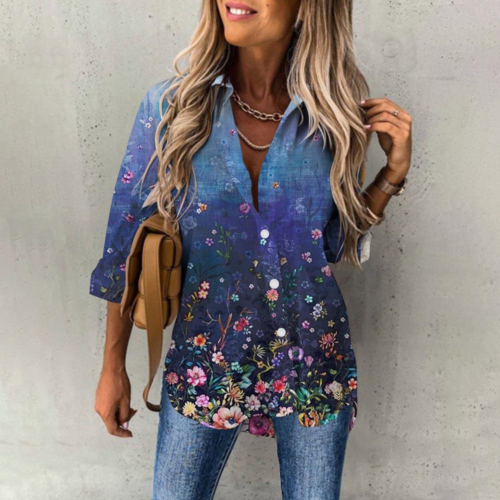 Dámská jarní móda ležérní pouliční košile na knoflíky elegantní a pohodlný top s dlouhým rukávem volná halenka oblečení pro office lady