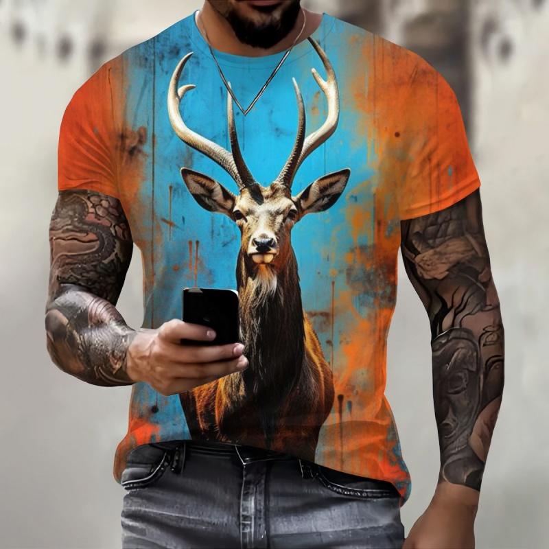 Squirrel Dog Bee Pattern Men's T-shirt Fun Animal 3D Printed Short Sleeved Top Fashionable Street Trend Harajuku Round Neck Clothing