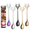 Small Christmas Elk Tea Spoons,Mini Espresso Coffee Teaspoons for Bf Gf Husband Wife Anniversary Xmas Gifts