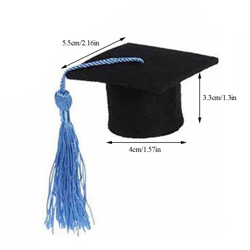 5/10PCS Mini Graduation Hat Doctoral Cap Costume Top Hat with Tassels DIY Bottle Felt Lid Decor Wine Bottle Decoration