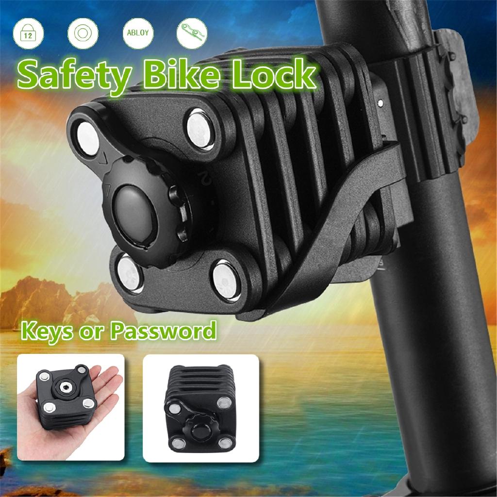 New 20 Sections 12 Level Portable Folding Bike Lock Digit Code Or Key Safety Chain Lock Hamburg-Lock Bicycle AntiTheft Locks Mount Bracket Bike Chain