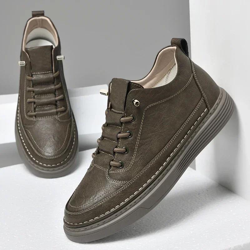 Scarpe Rialzate in Vera Pelle per Uomo Scarpe Elevator Aumento di Altezza Calzature Sneakers Casual di Lusso da Uomo Scarpe da Skate