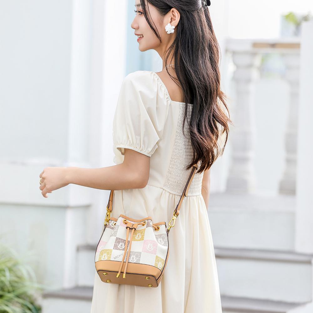New Disney PU Bucket Bag, Shoulder Bag, Crossbody Bag, Handbag Women's Khaki BMK-71617P