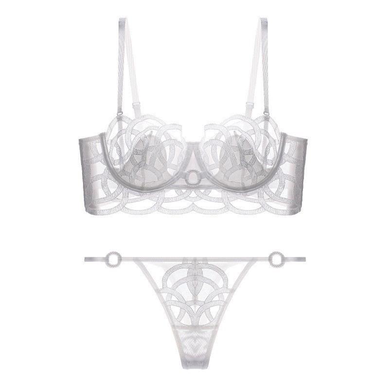 French Underwear Women's Sexy Thin Mesh Lace Bra Big Bust Small Breasts Collect Breasts Collect Bra