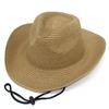 Summer Shading Drawstring Straw Hat Men's Cowboy Hat Outdoor Sun Protection Fishing Hat Neutral Jazz Breathable Top Hat