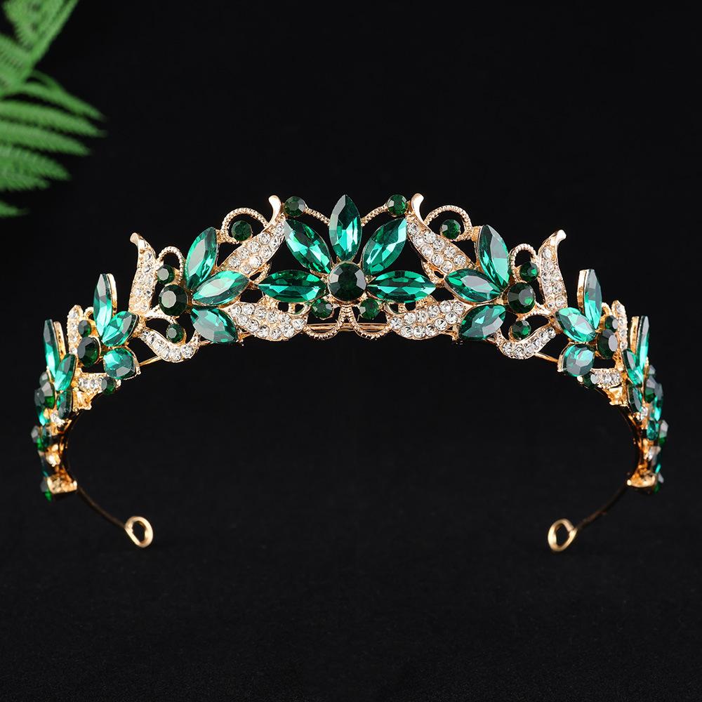 DIEZI 6 Colors Sweet Princess Opal Crystal Tiara Crown Women Girls Wedding Party Elegant Luxury Rhinestone Crown Hair Jewelry
