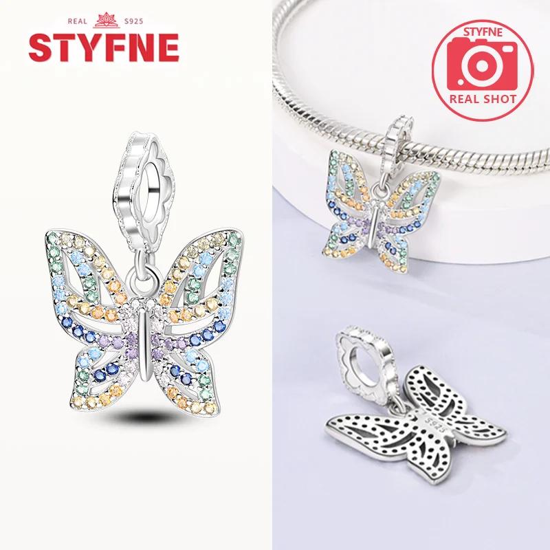 Copper Metal Colorful Butterfly Series Charm Bead Components Shiny Zircon Bead Components Compatible With Authentic Original Bracelet High Quality