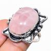Rose Quartz Gemstone Handmade 925 Sterling Silver Jewelry Ring Size 6.5 SU-7422