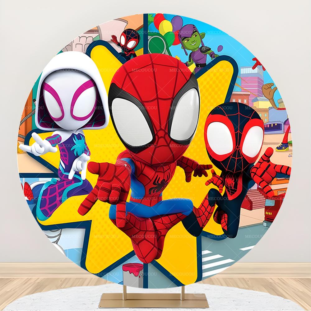 

BEPAN Avengers theme round background children s boy birthday party decoration background customizable poster photo studio photography D 3ft(100cm)Poly