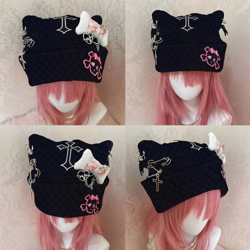 Y2K Style Knitted Windproof Hat Cute Students Outdoor Cycling Skiing Hat Lovely Cold Winter Keep Warm Hat for Couple