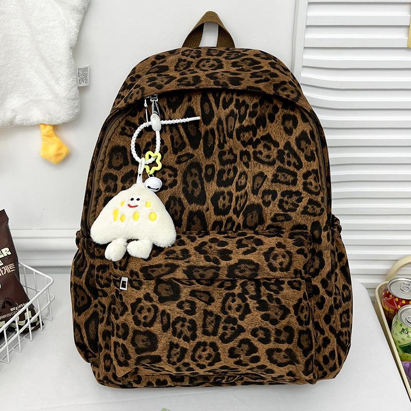 Schoolbag New Fashion Cute Ladies Leopard Print Backpack Large Capacity Student Commuter Backpack Casual Versatile Backpack Batch