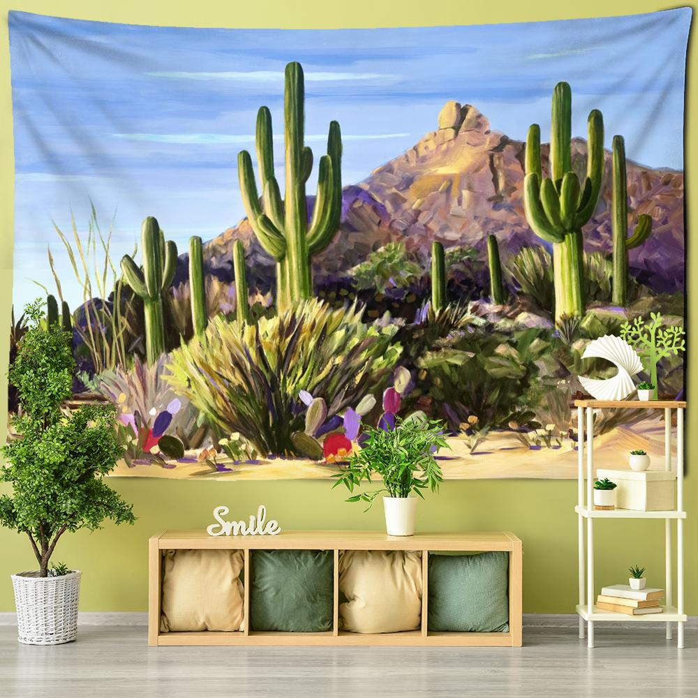 Desert Cactus Tapestry Desert Desolate Place Huge Cactuses Wildness Weathered Wall Hangings for Adults Kids Bedroom Dorm Decor