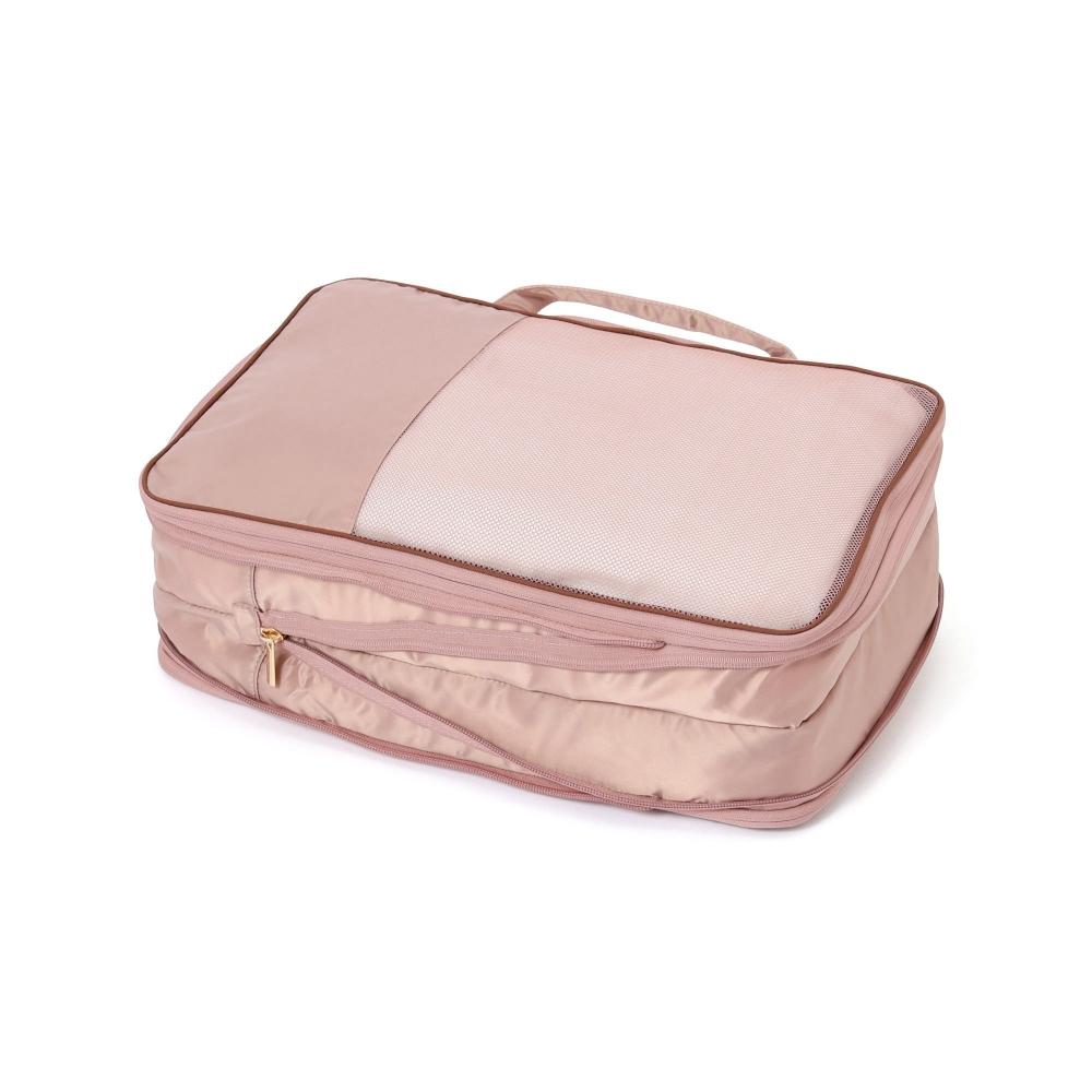 Franc Franc Япония Двухцветный Сатиновый Компрессионный Органайзер M Розовый X Коричневый