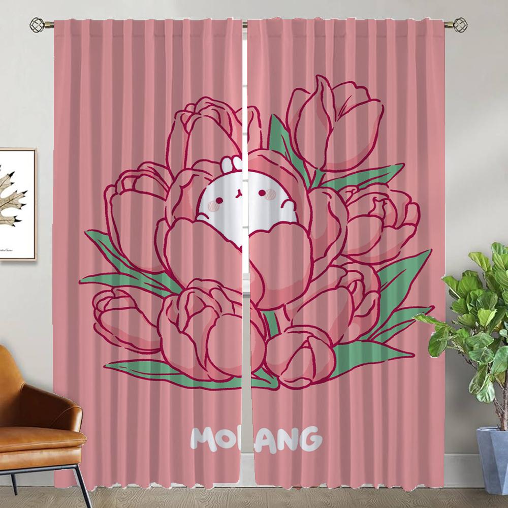 Halloween Decoration Molang Kitchen Curtains for Camera Partition Home Interior Curtains for Living Room Blackout Curtain Shades