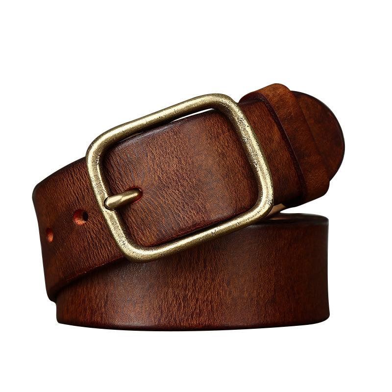 Italian Retro Old First Layer Pure Cowhide Belt Men'S Genuine Leather Belt New Trend Versatile