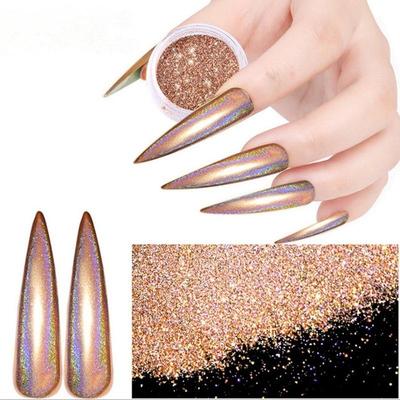Laser Champagne Chameleon Nail Glitter Powder Mirror Holo Laser Chrome Pigment Manicure Nail Art Deco