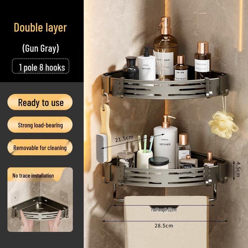 No-Drill Bathroom Corner Shelf Storage Rack