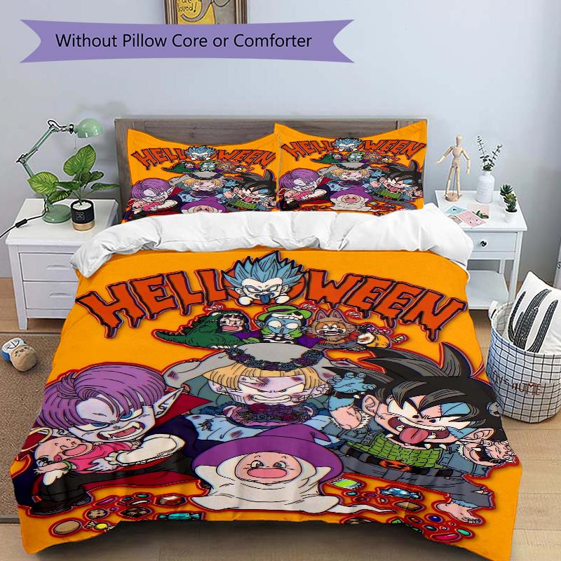 

3 шт. Набор пододеяльников с принтом Dragon Ball на Хэллоуин, ультрамягкий, дышащий и удобный комплект постельного белья стильного дизайна для декора спальни и гостевой комнаты 1 135x200cm