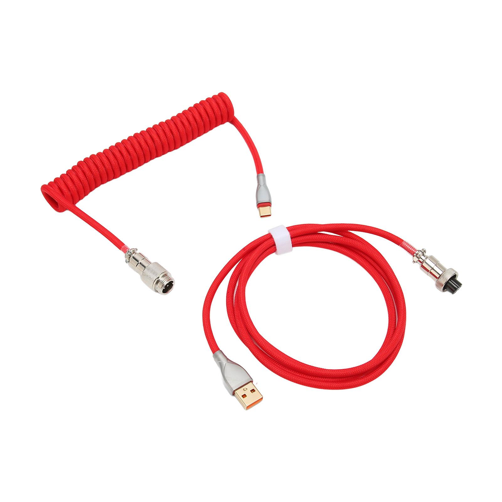 Mechanical Keyboard Cable Double Sve Custom Coiled with Detachable Metal Aviation USB C to USB A Keyboard Aviation Connector