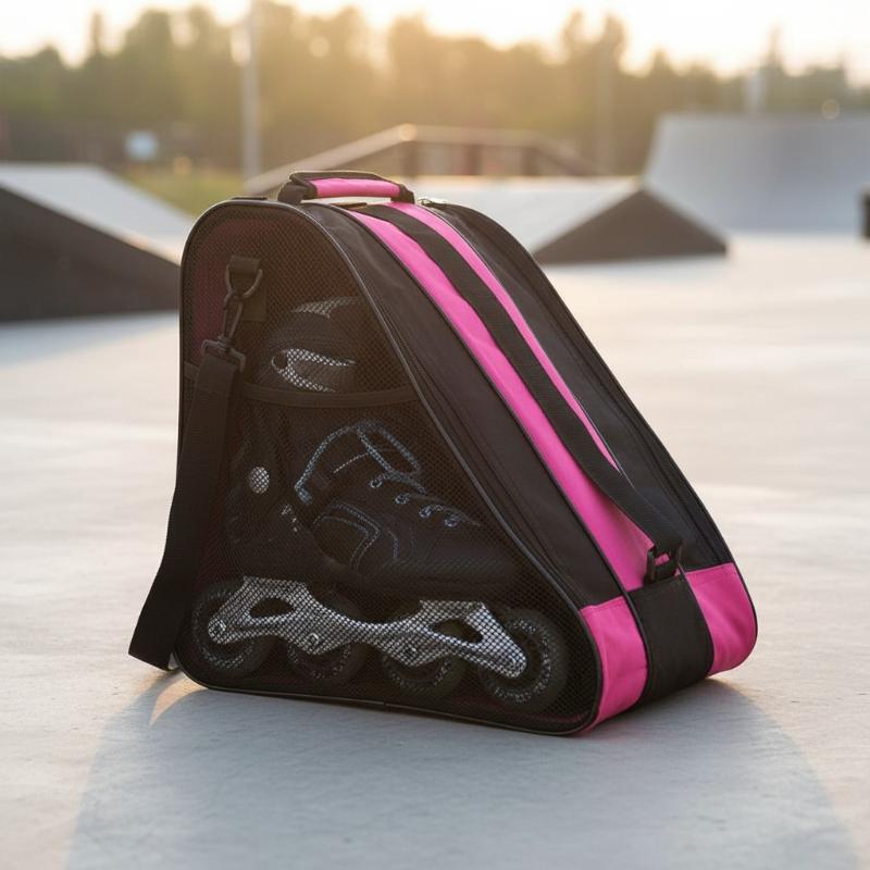 Roller Skates Bag, Large Capacity Oxford Cloth Skating Shoes Bag, Skating Accessories Carry Case 3 Layers Breathable Ice Skating