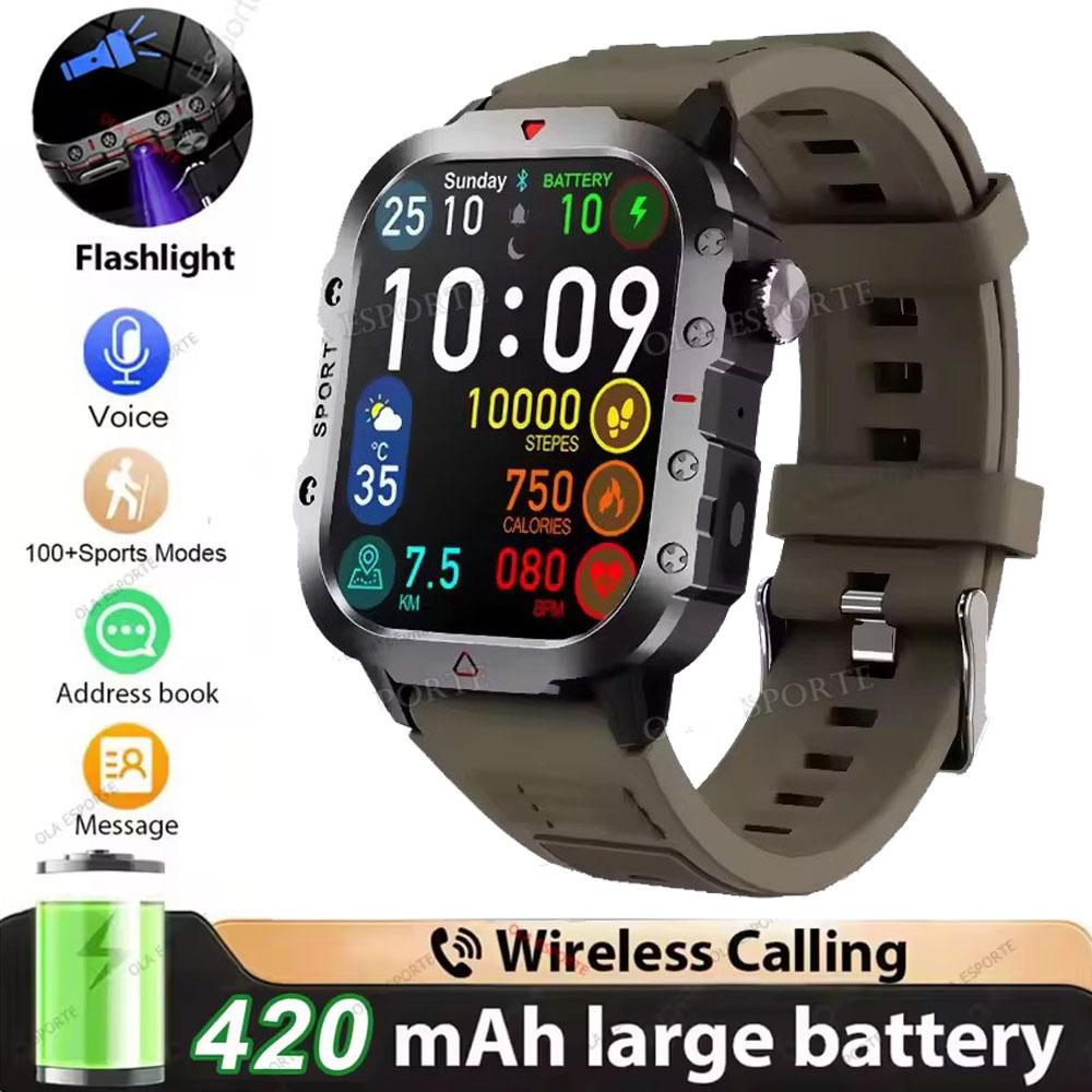 New Military Smart Watch Men IP68 5ATM Outdoor Sports Fitness Tracker Health Monitoring 1.81Inch Bluetooth Calls Smartwatch HT30