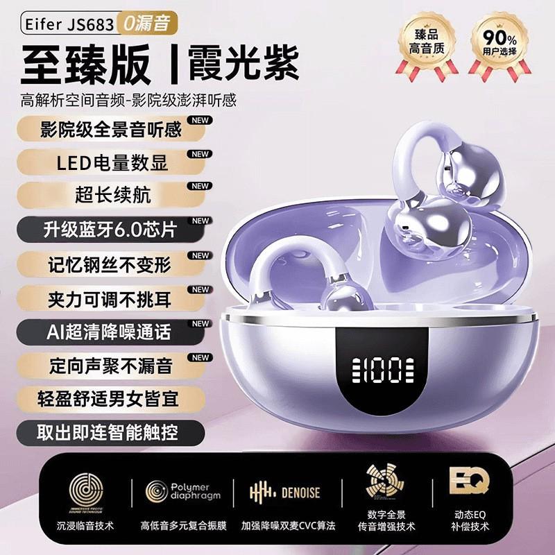 Wireless Ear-Clip Headphones Bluetooth 6.0 Open-Ear Stereo Sports Fitness Gym Running Sweatproof