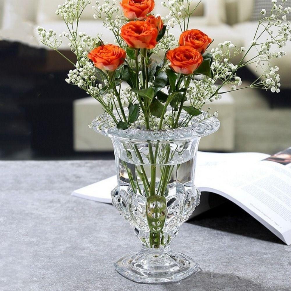 Multi-functional French Style Transparent Glass Vase Retro Elegant Flower Arrangement Vase Decorative Candle Holder for Home