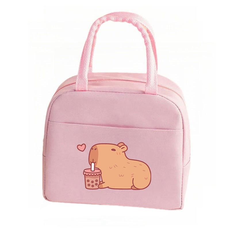 Tegneserie Søt Capybara Trykk Isolerte Lunsjvesker Bærbare Termiske Lunsj Tote Vesker Piknik Matbevaring Lunsjboksveske