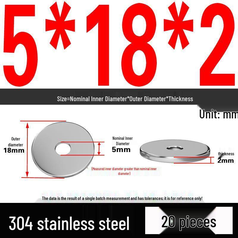 Thickened 304 Stainless Steel Flat Washer Spacer (M2-M36)