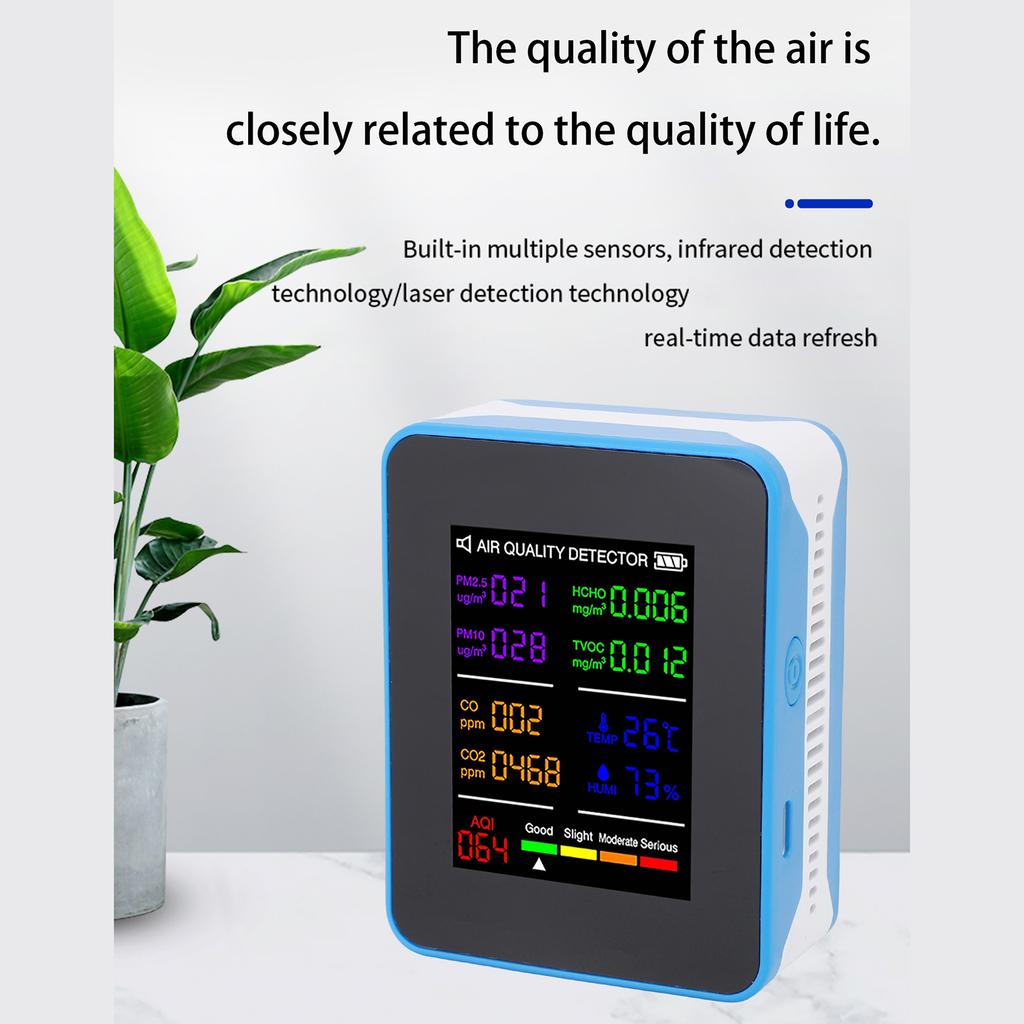 Luftqualitätsmonitor 10IN1 Innenraumtemperatur- und Luftfeuchtigkeitsdetektor Multifunktionstester Sensortechnologie CO2 CO