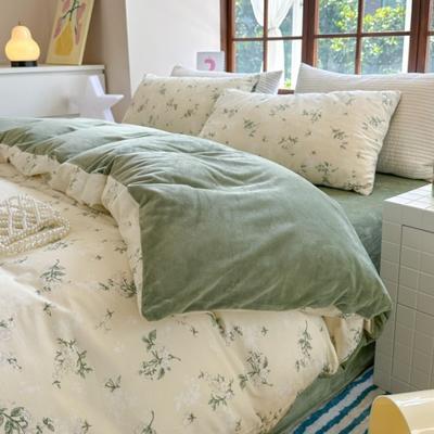 100% Bawełna Plus Włókno Mleczne Pościel Zestaw Czteroczęściowy (Zimowa poszewka na kołdrę i prześcieradło)