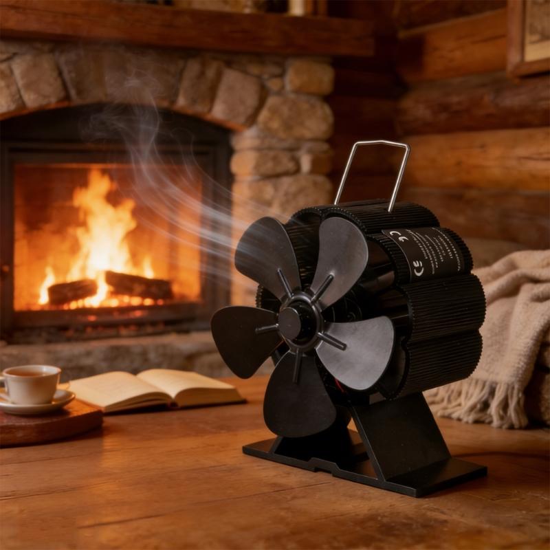 Stijlvolle Warmte-aangedreven Ventilator Warmte-aangedreven Kachel Ventilator voor Houtkachel Real-time Temperatuur Monitoring, Geen Elektriciteit Nodig