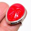 Natural Cameo Red Coral Gemstone 925 Sterling Silver Jewelry Ring Size 6 AR-16621