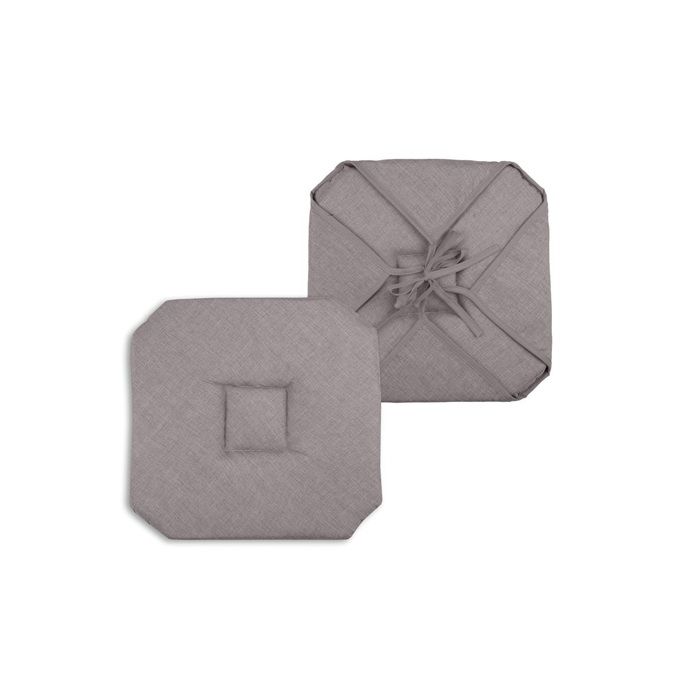 Coussin Galette De Chaise - 40x40cm - Taupe Chiné - 4 Rabats - Oeko-Tex®