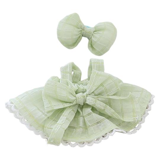 Doll Clothes for 17cm La Bubu 2-Piece Set Hair Clip Floral Dress Outfit Floral Hairpin Doll Accessory