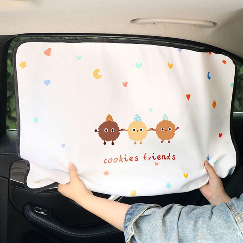 UV Protection Cartoon Car Curtain Embedded Rail Side Window Sunshade Cover  Rear Seat