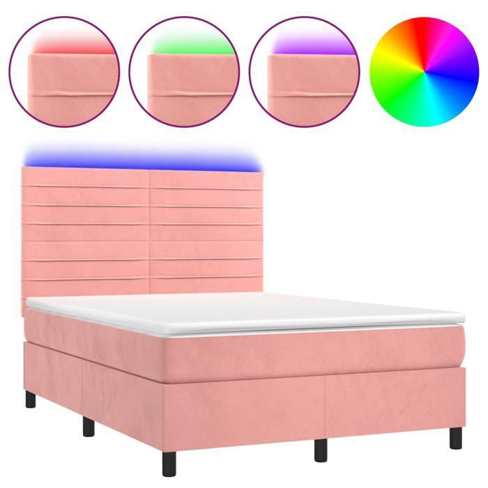 VidaXL Slat Bed Base with LED Mattress, Upholstered Bed, Double Bed, Adult Bedroom Interior Bed, 3136184