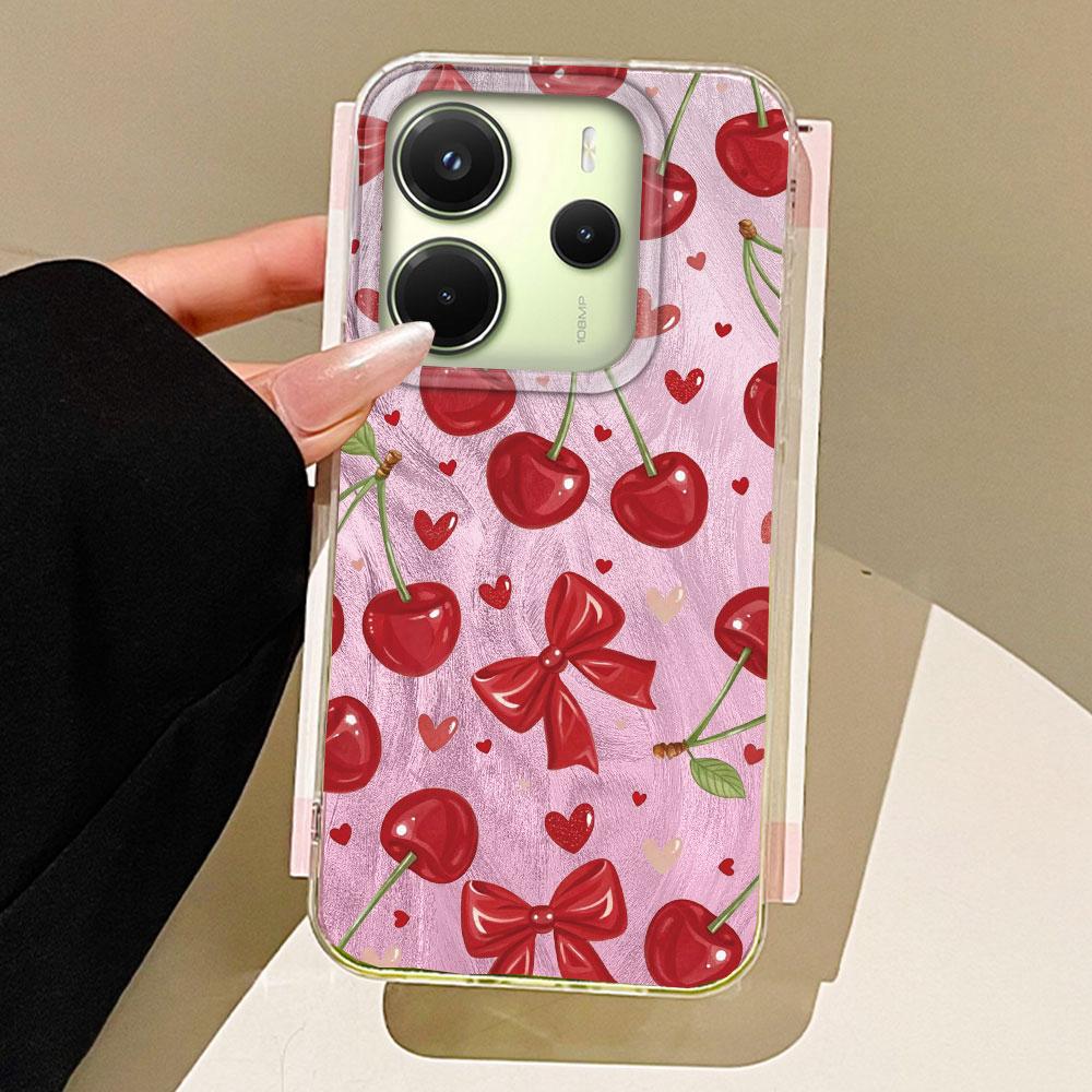 Circular Dots Cherry Feather Texture Phone Case for Xiaomi Redmi 13C 14C A5 A3 A4 A3X A1 A2 Note 14 13 12 11 11S 10 Pro Cover