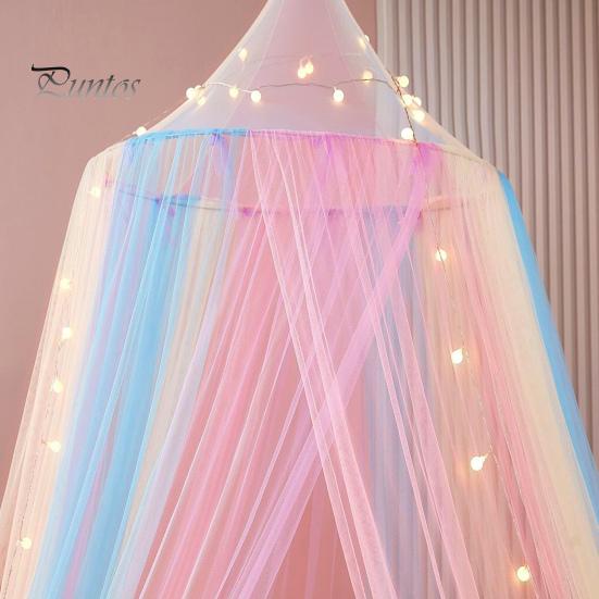 Sleep Protection Net Single Door Mosquito Bed Canopy Rainbow Color Design Mesh Dreamy Breathable Easy to Install Fully Enclosed Anti-mosquito