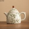 Bamboo Patterned Ceramic Teapot Single Pot Kung Fu Tea Set Teas Maker Filter Kettle Tea Kettle Teas Making Utensils Teaware Tool