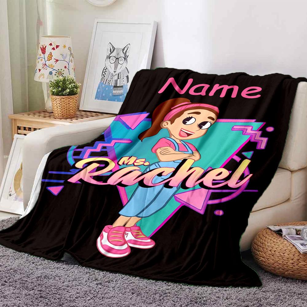 Custom Name Ms. Rachel Theme Printed Blanket - Perfect for Couch, Bed, Travel & Outdoor Use | Machine Washable, Cozy & Durable.