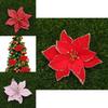 Eye-catching 10pcs Christmas Large Poinsettia Glitter Flower Decor For Home And Party