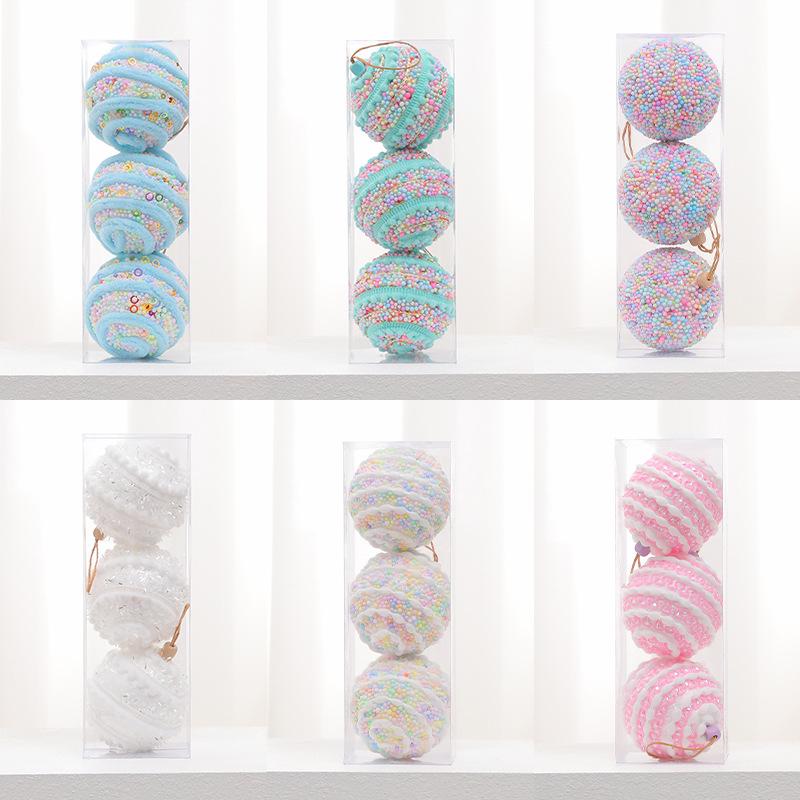 8CM Macaron Color Foam Christmas Ball Set - Creative Holiday Decorations