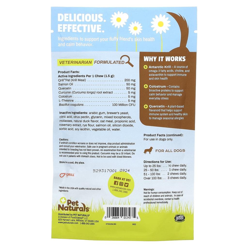 Allergy + Calming, Dogs, Duck, 60 Bite-Sized Chews, 90G (3.17Oz)