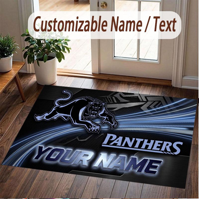 Custom Rug Penrith Panthers Pattern Print Name Text Soft Non‑Slip Floor Carpet for Home Indoor Decoration