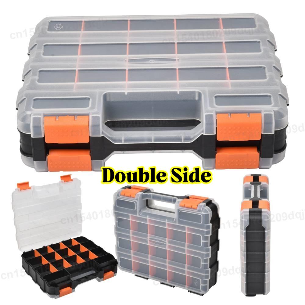 Double Side Tools Box Organizer Tool Storage Box Double Side Tools Box Hardware Tool Arrangement Box for Screws Nuts Nails Bolts